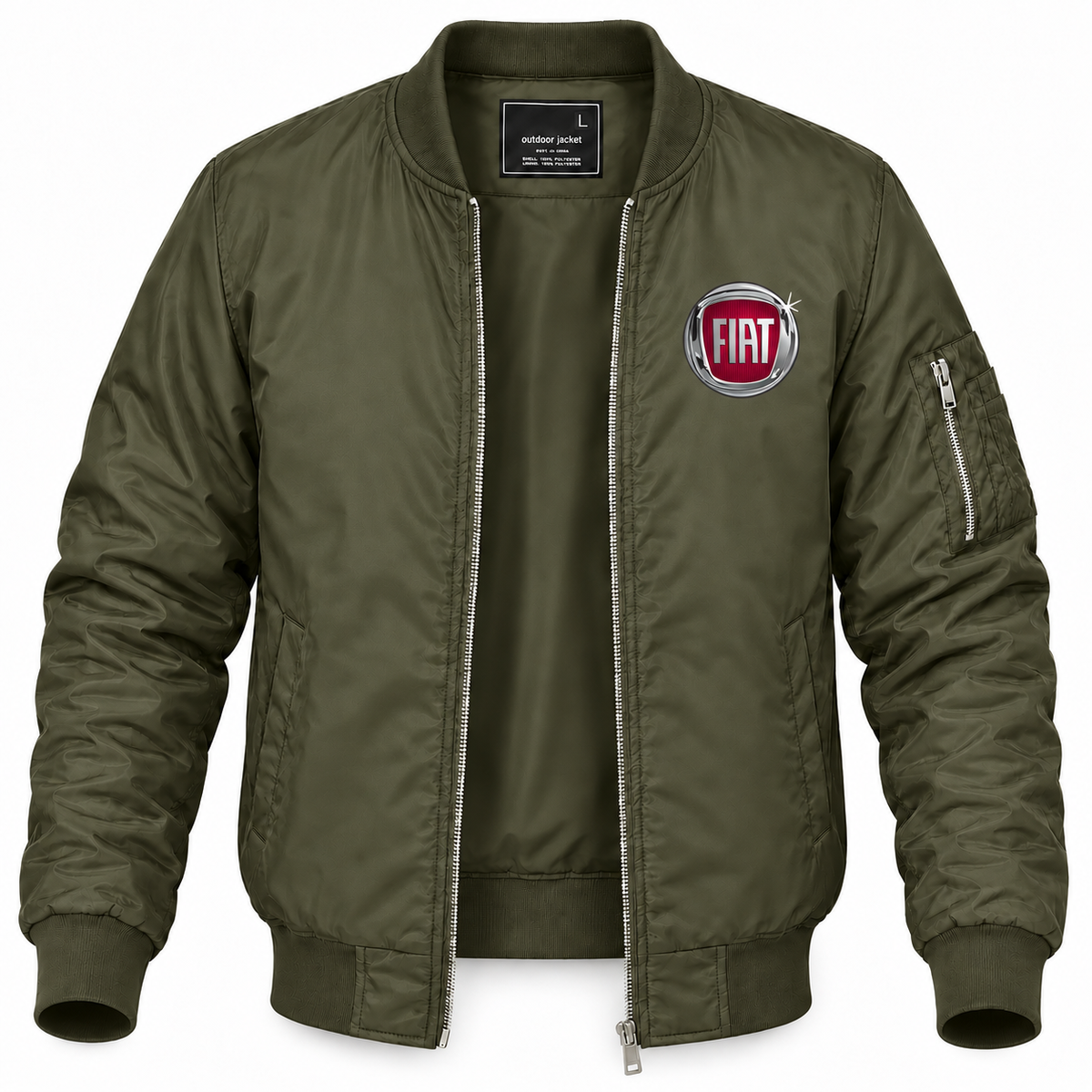 Fiat bomber-zip Army Green front left-chest heat transfer