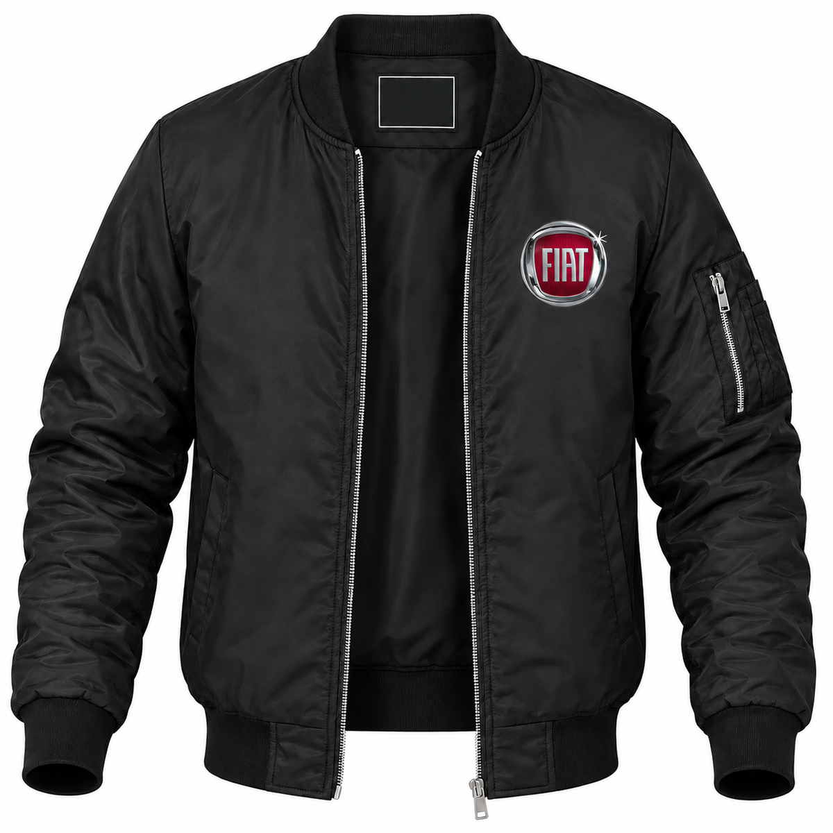 Fiat bomber-zip Black front left-chest heat transfer