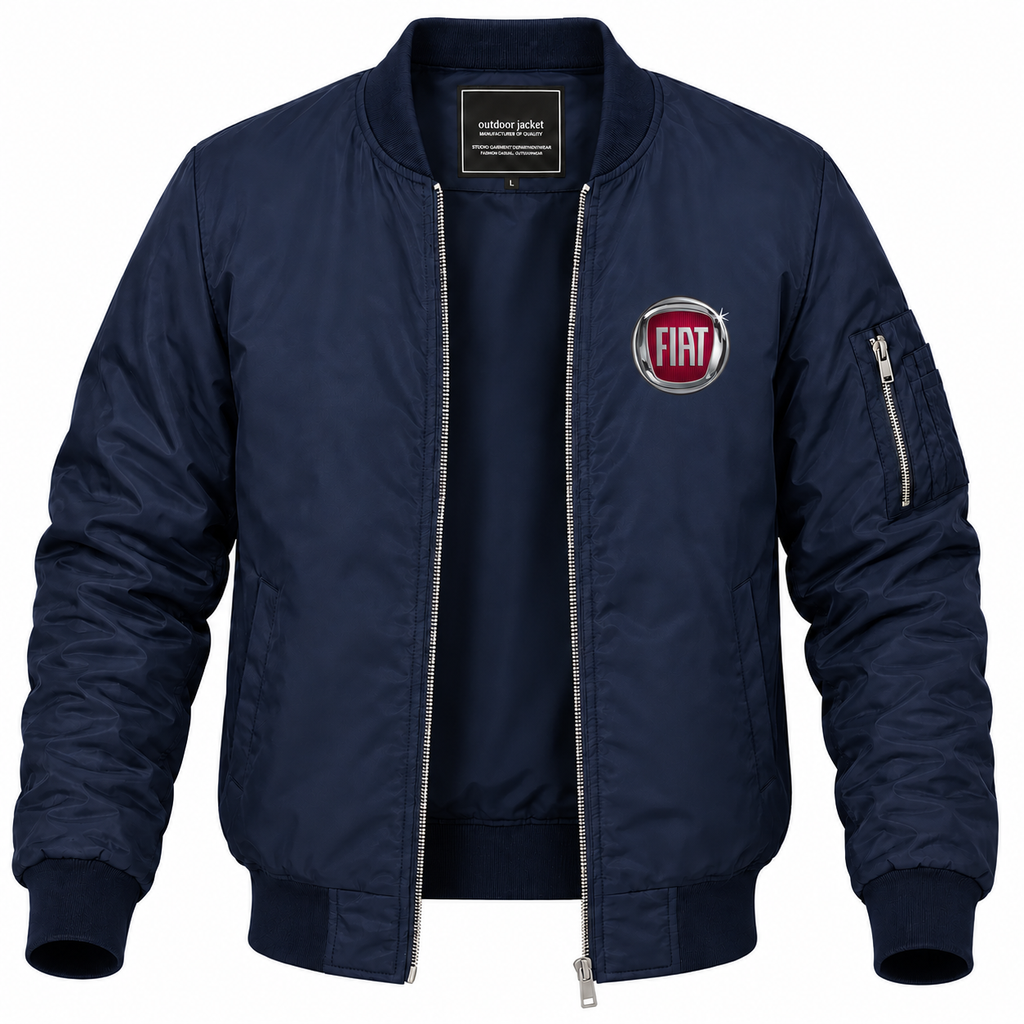 Fiat bomber-zip Navy front left-chest heat transfer