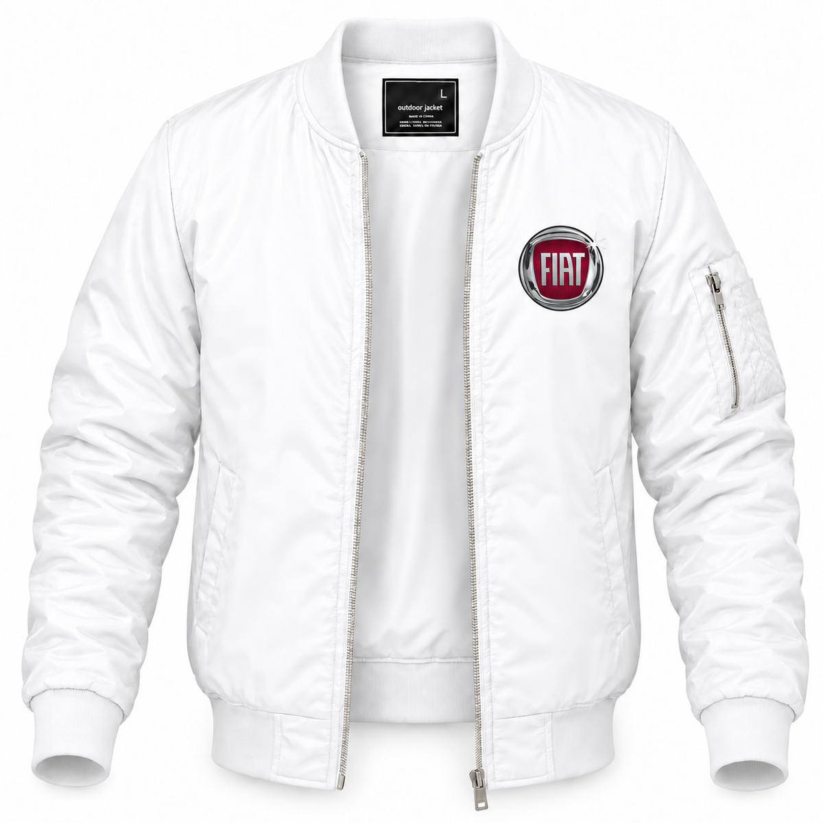 Fiat bomber-zip White front left-chest heat transfer