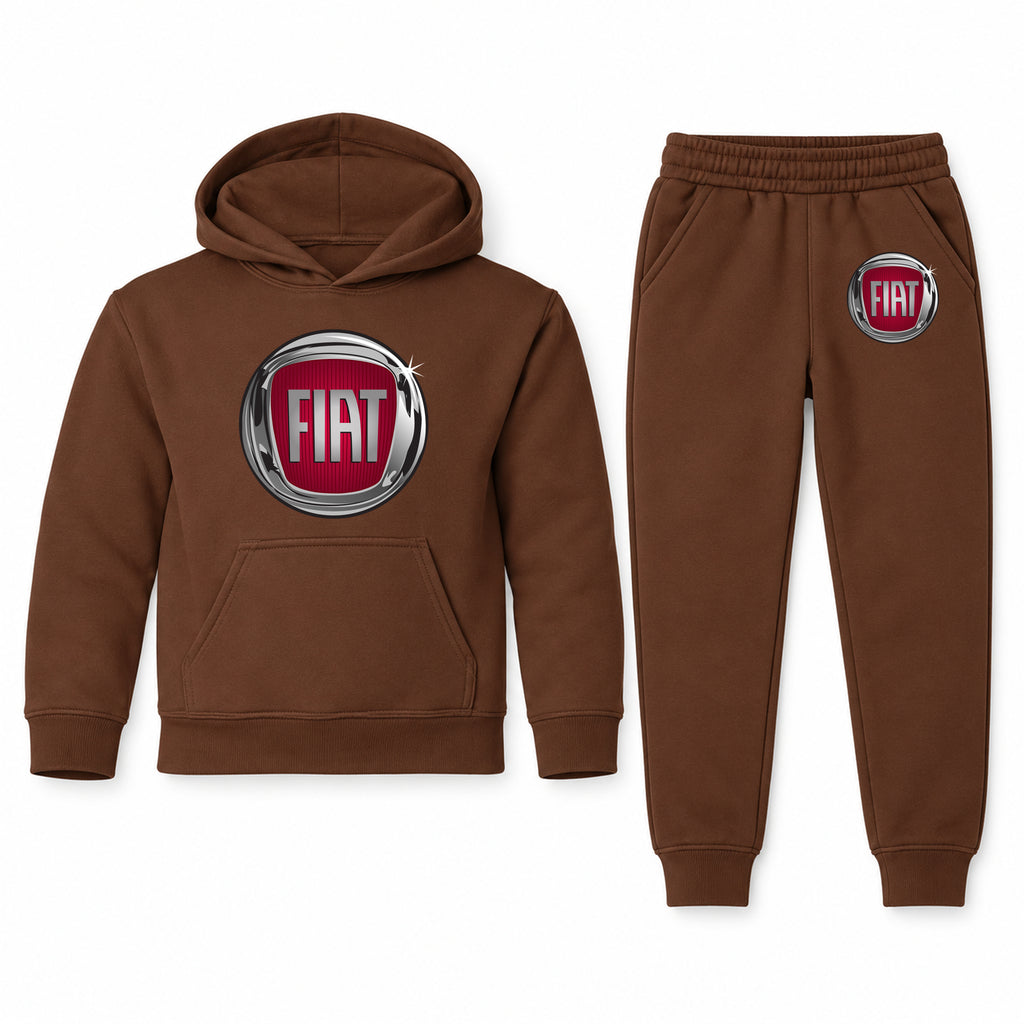 Fiat youth hoodie jogger set, Brown, Youth Large ages 10–12