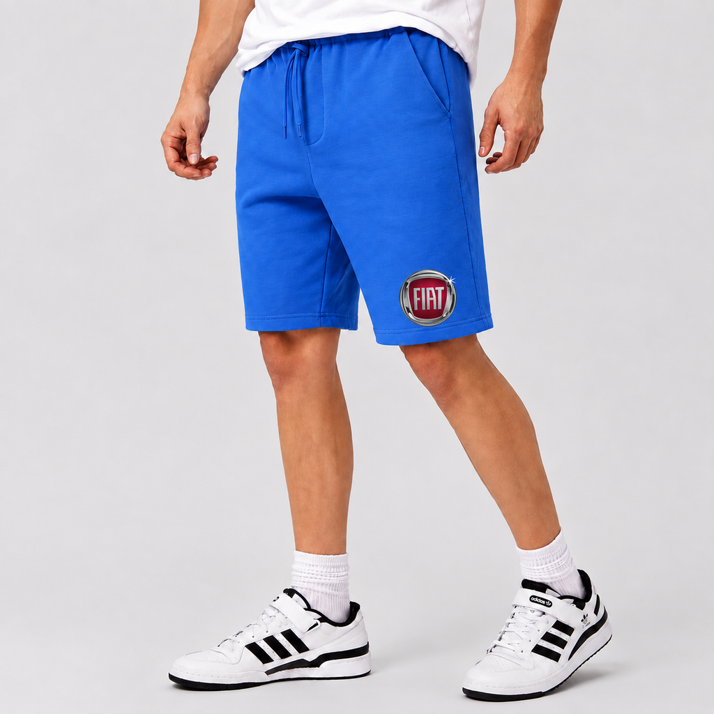 Fiat fleece shorts Azure front logo near left hem
