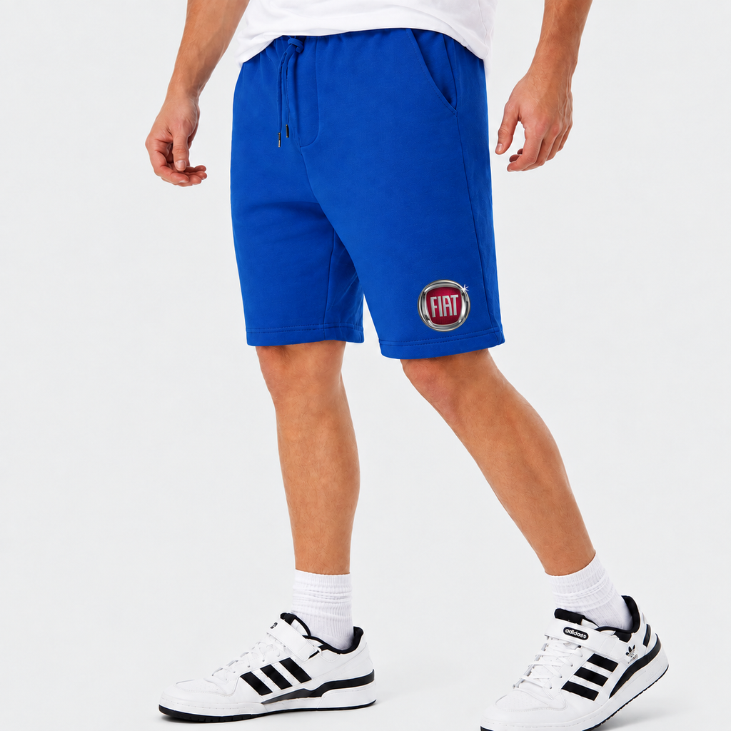 Fiat fleece shorts Blue front logo near left hem
