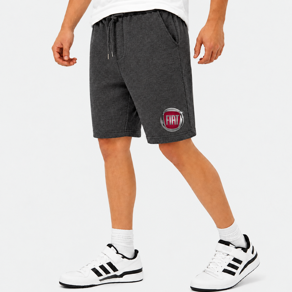 Fiat fleece shorts Dark Heather front logo near left hem