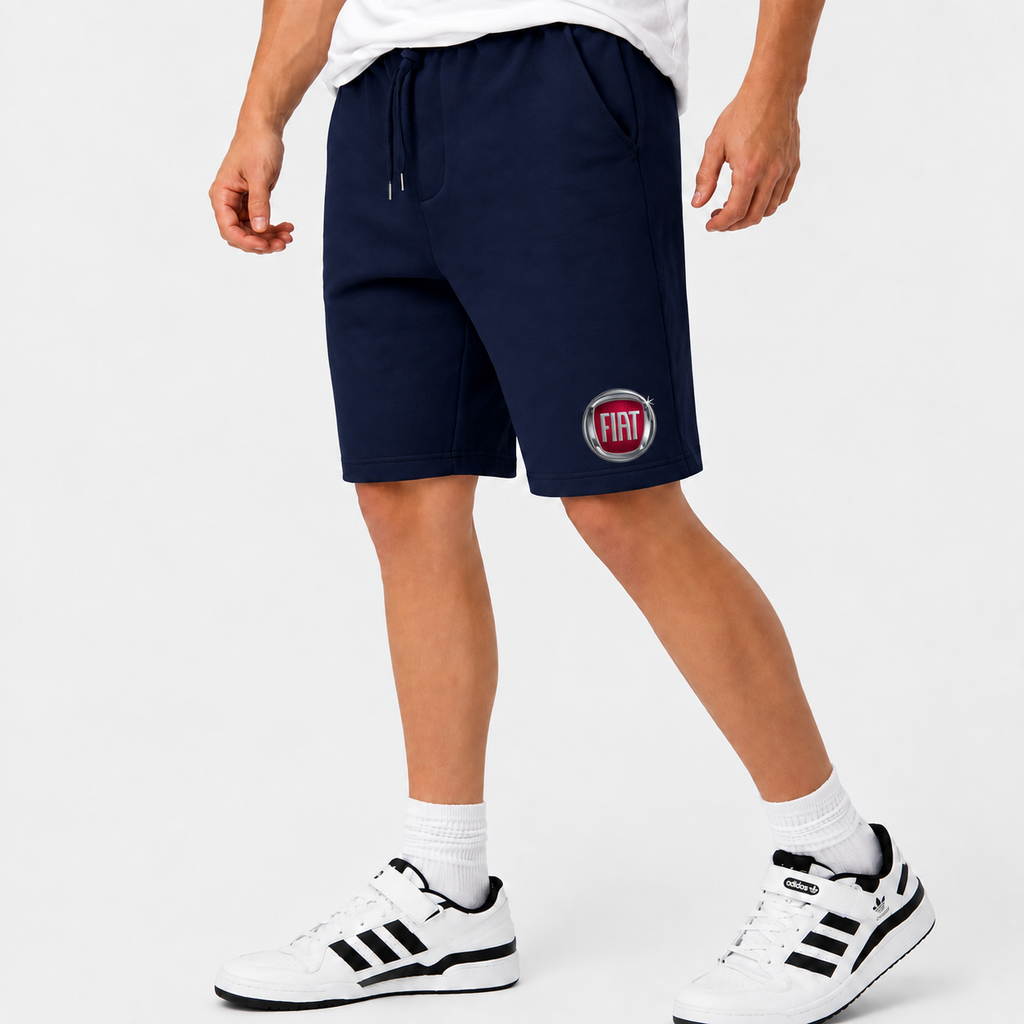 Fiat fleece shorts Navy front logo near left hem