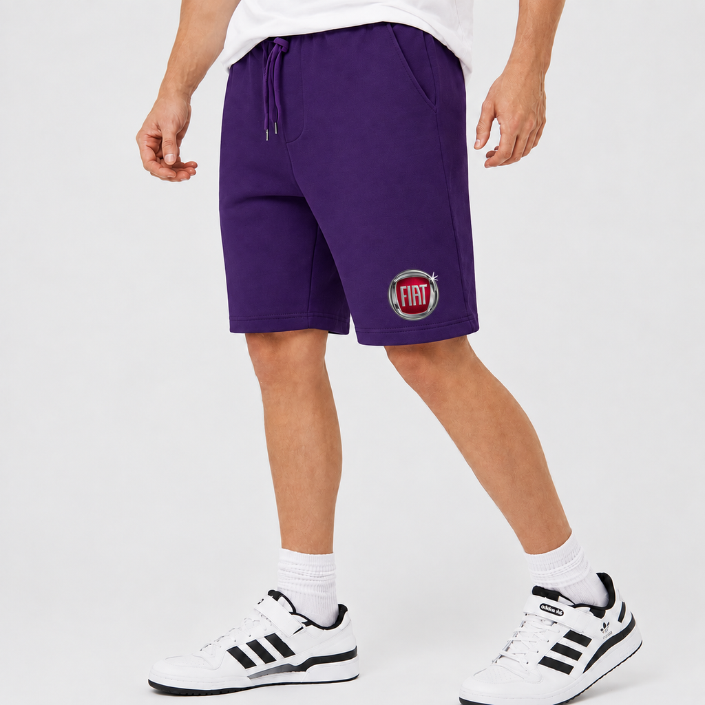 Fiat fleece shorts Purple front logo near left hem
