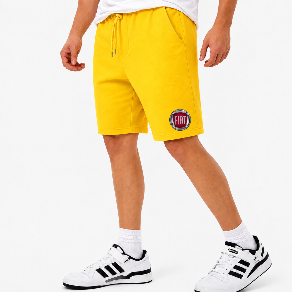 Fiat fleece shorts Yellow front logo near left hem