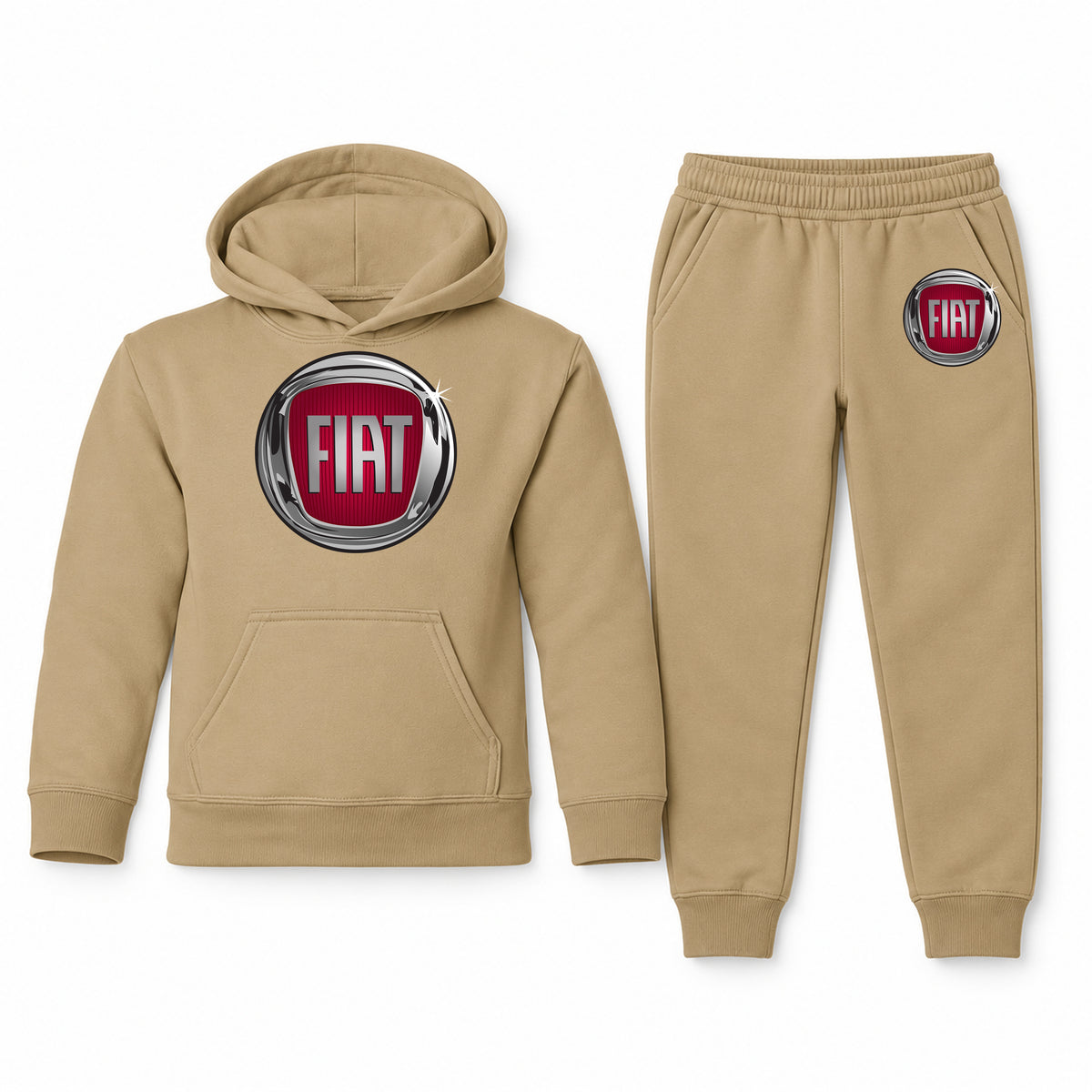 Fiat youth hoodie jogger set, Khaki, Youth Large ages 10–12