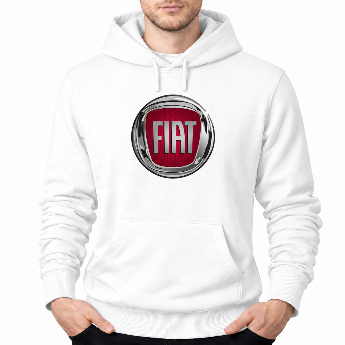 Fiat White pullover hoodie front main
