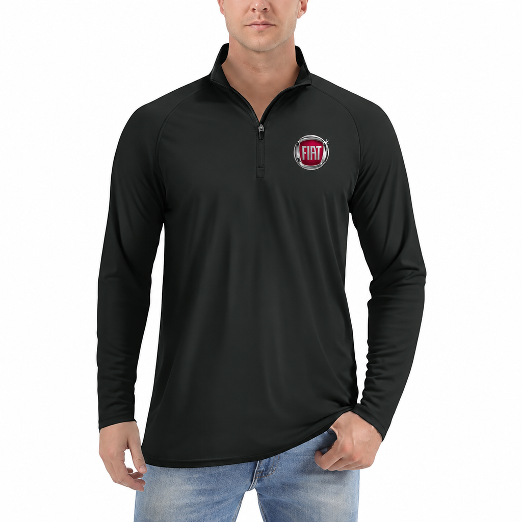 Fiat quarter-zip Black front left-chest heat transfer