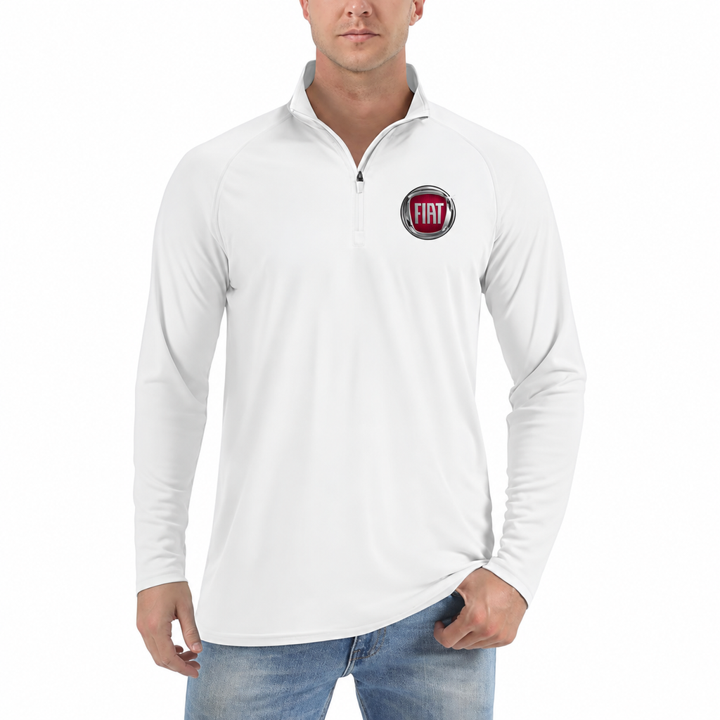 Fiat quarter-zip White front left-chest heat transfer