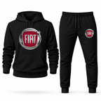 Fiat hoodie joggers set Black front centered chest and left thigh heat transfer