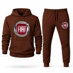 Fiat hoodie joggers set Brown front centered chest and left thigh heat transfer