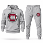 Fiat hoodie joggers set Grey front centered chest and left thigh heat transfer