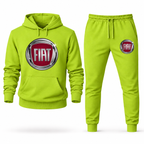 Fiat hoodie joggers set Lime Green front centered chest and left thigh heat transfer