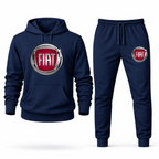 Fiat hoodie joggers set Navy front centered chest and left thigh heat transfer