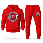 Fiat hoodie joggers set Red front centered chest and left thigh heat transfer