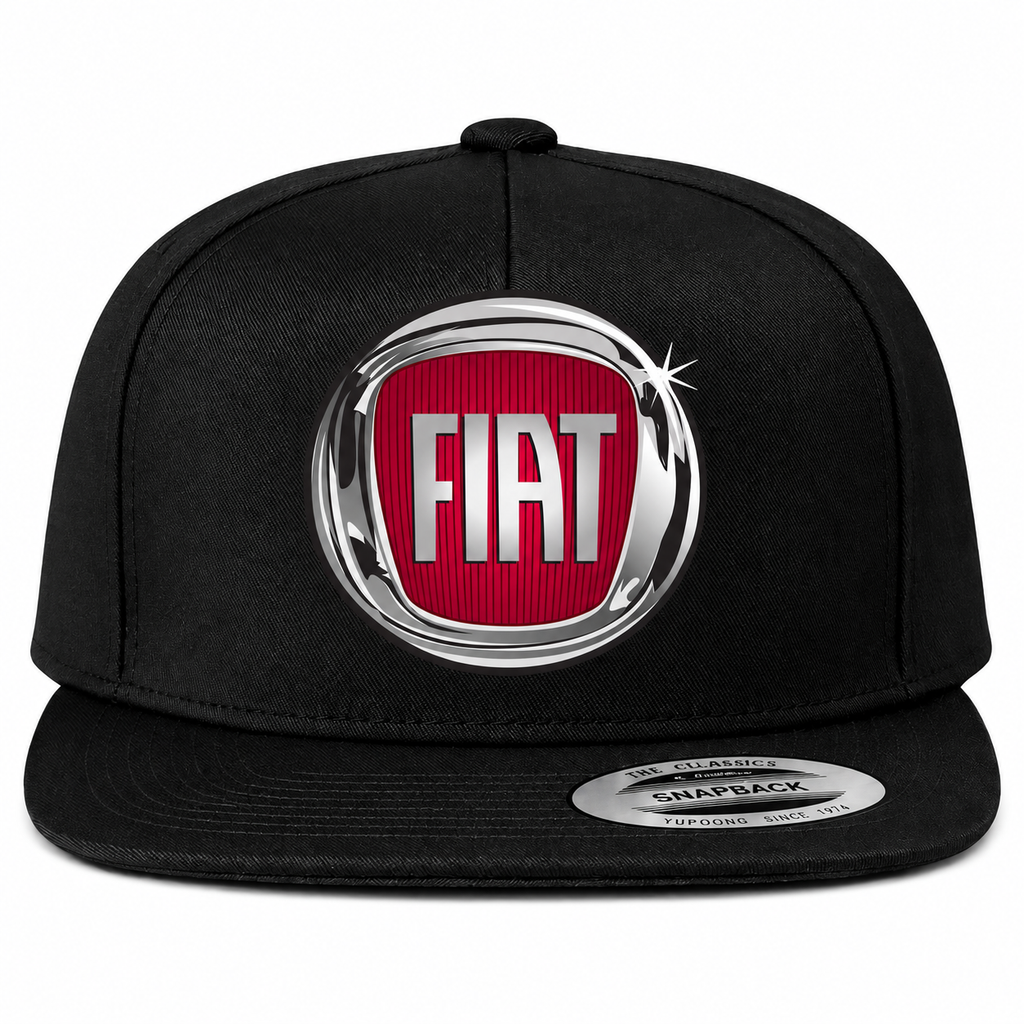 Fiat snapback Black front centered heat transfer