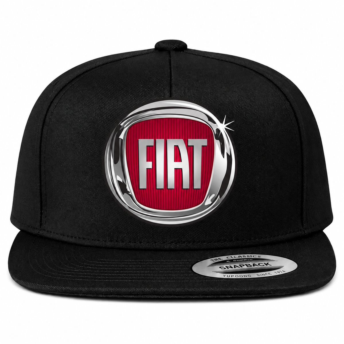 Fiat snapback Black front centered heat transfer