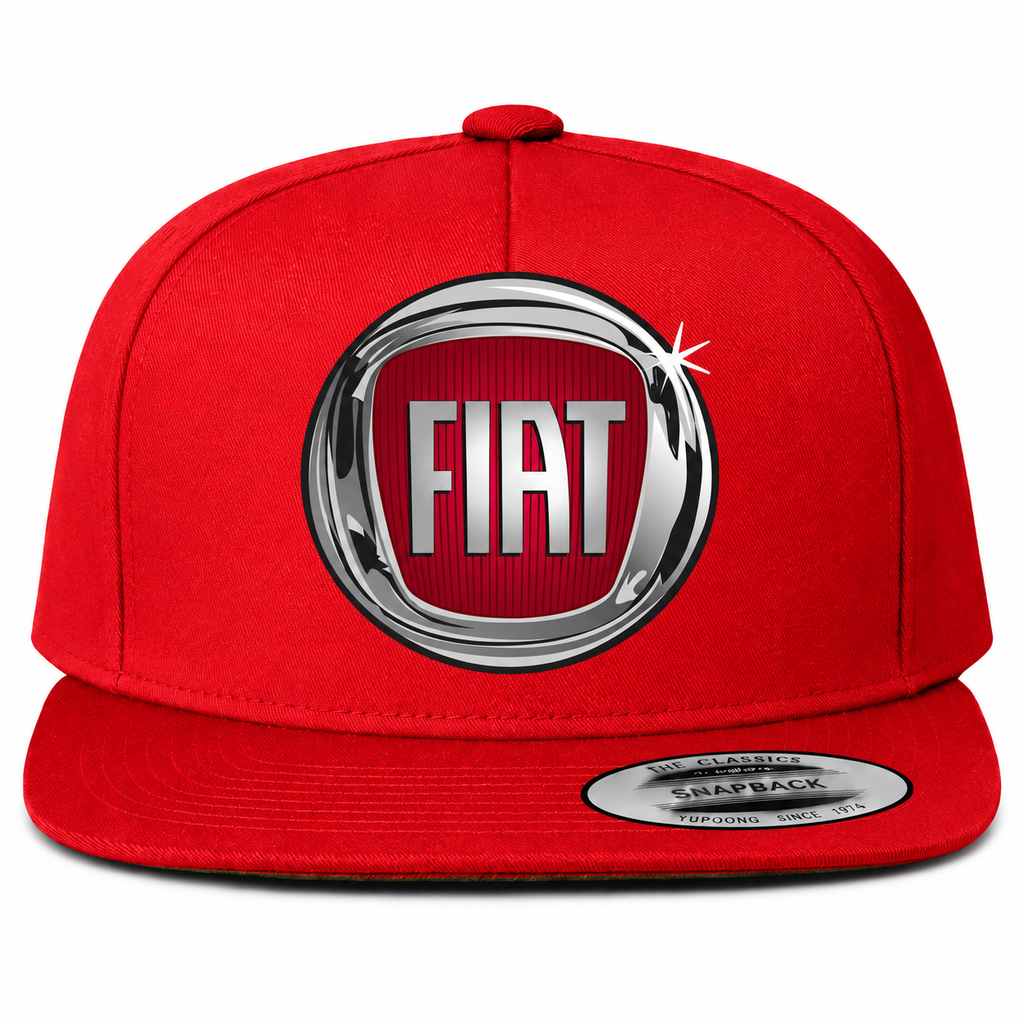 Fiat snapback Red front centered heat transfer