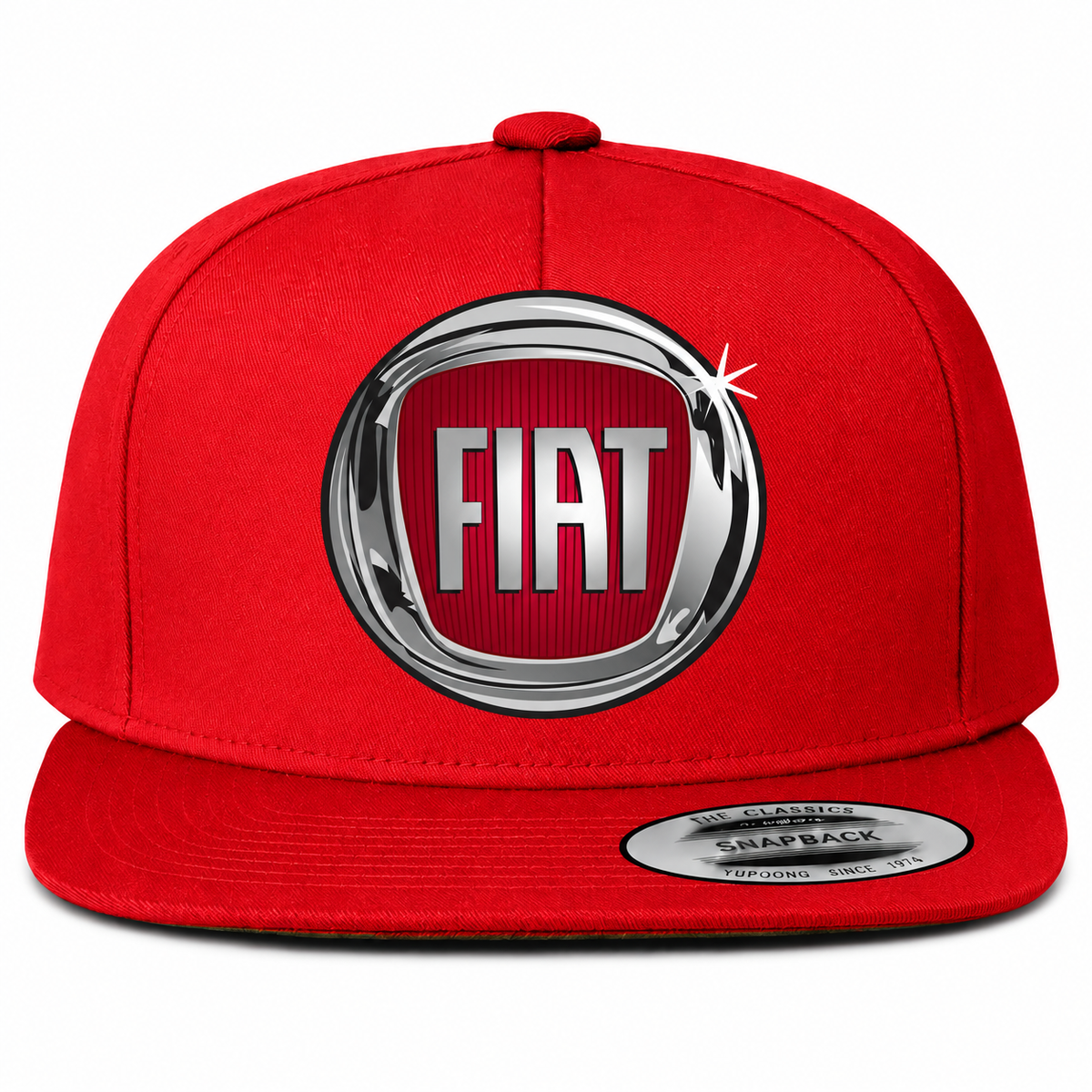Fiat snapback Red front centered heat transfer