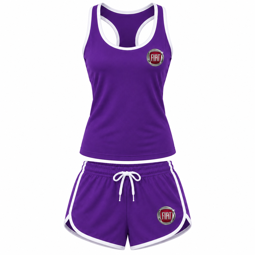 Women's Fiat tanktop and shorts set Purple front