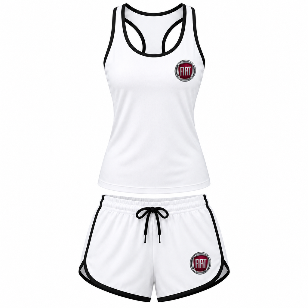 Women's Fiat tanktop and shorts set White front