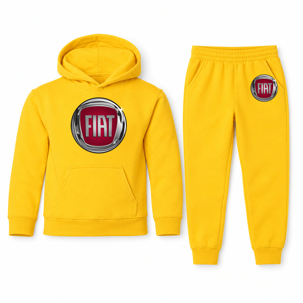 Fiat youth hoodie jogger set, Yellow, Youth Large ages 10–12