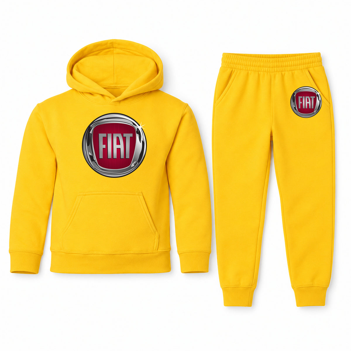 Fiat youth hoodie jogger set, Yellow, Youth Large ages 10–12