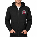 Fiat zipper hoodie Black front left chest heat transfer
