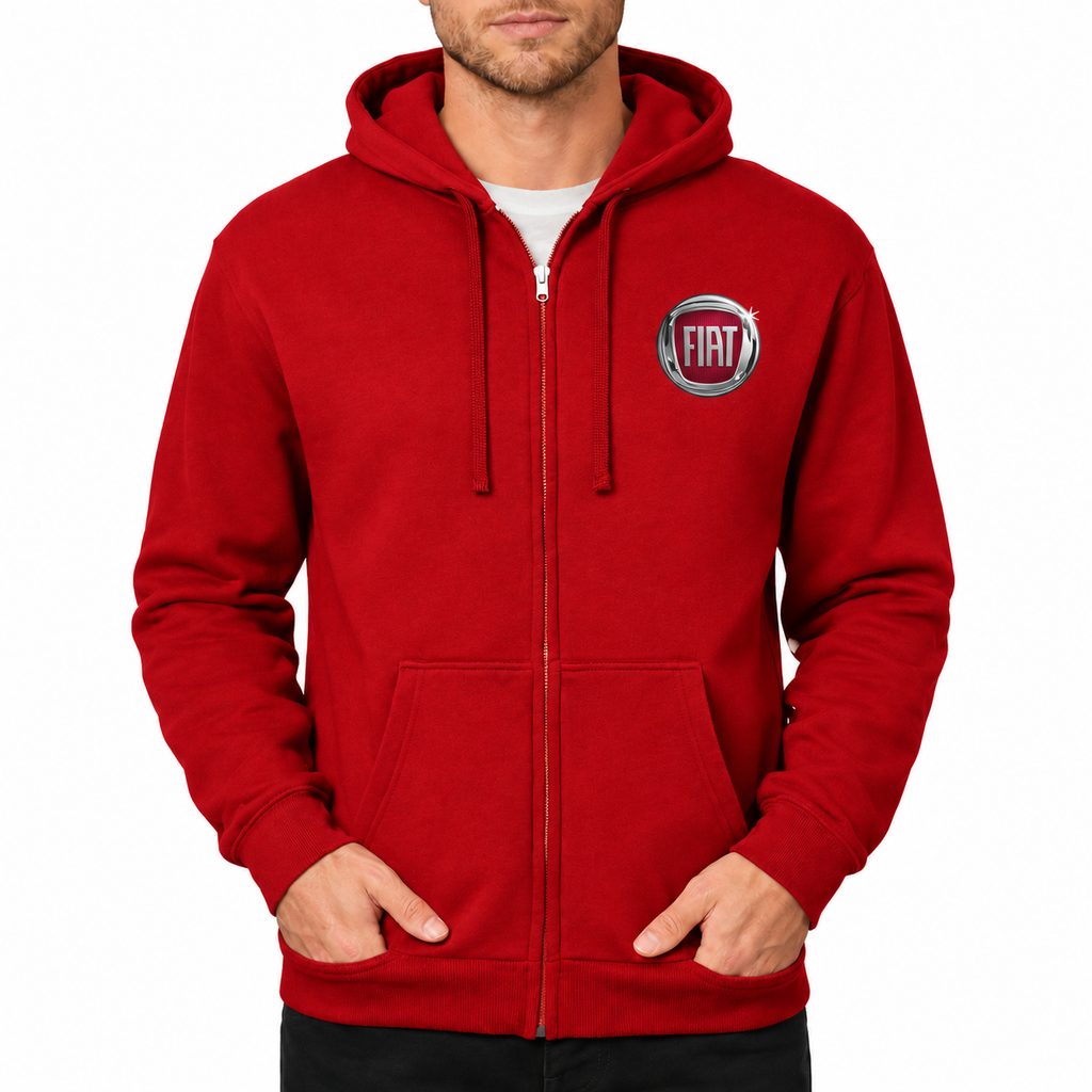 Fiat zipper hoodie Red front left chest heat transfer