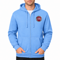 Fiat zipper hoodie Sky Blue front left chest heat transfer