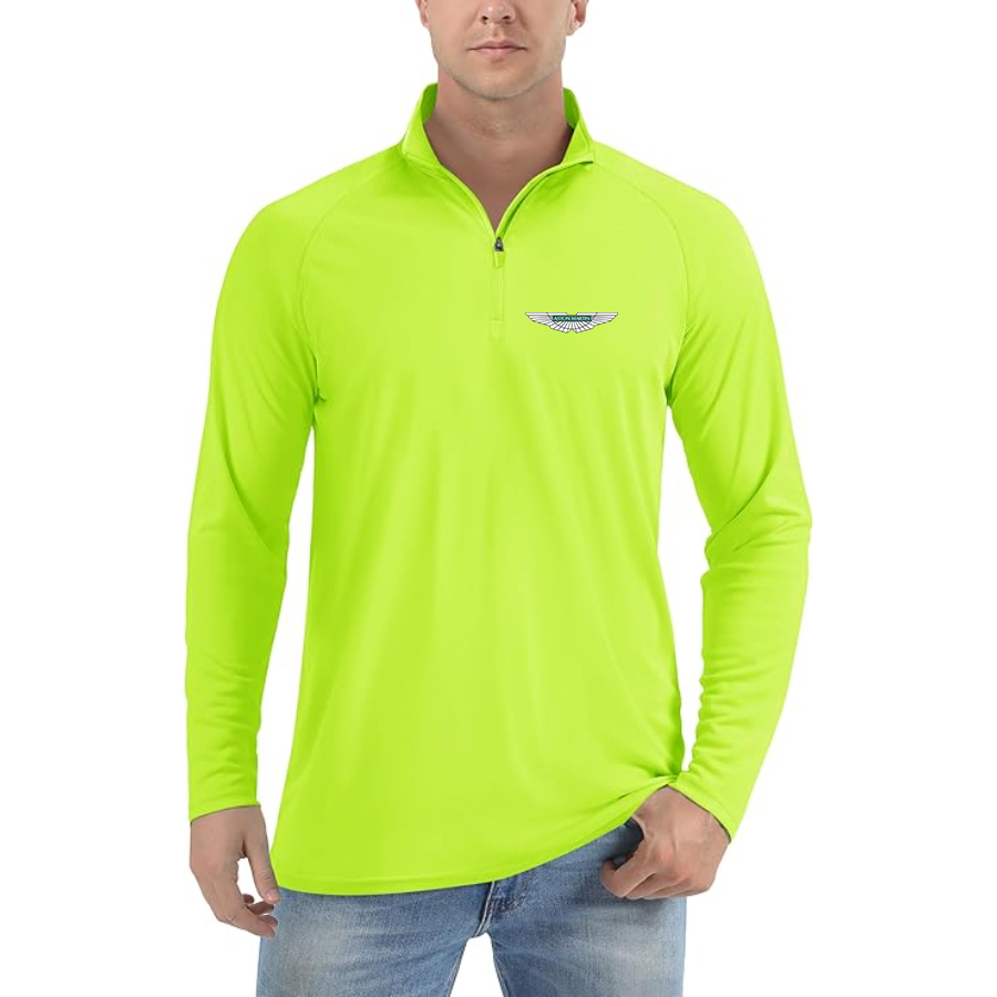 Men’s Aston Martin Car - Lightweight Quarter-Zip Athletic Shirt – Long Sleeve Polyester Wear