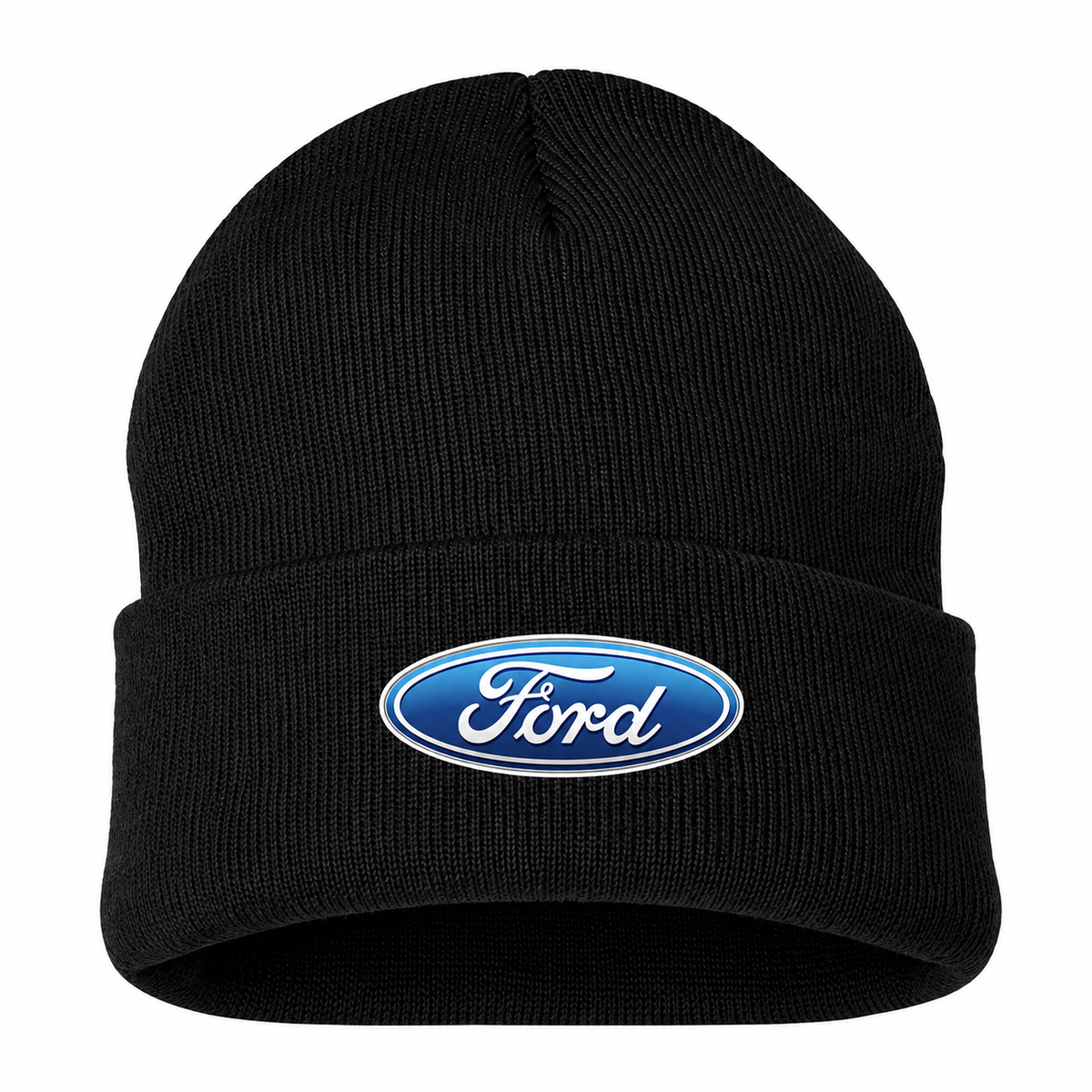 Men's Ford Beanie Hat — Black — clean front main