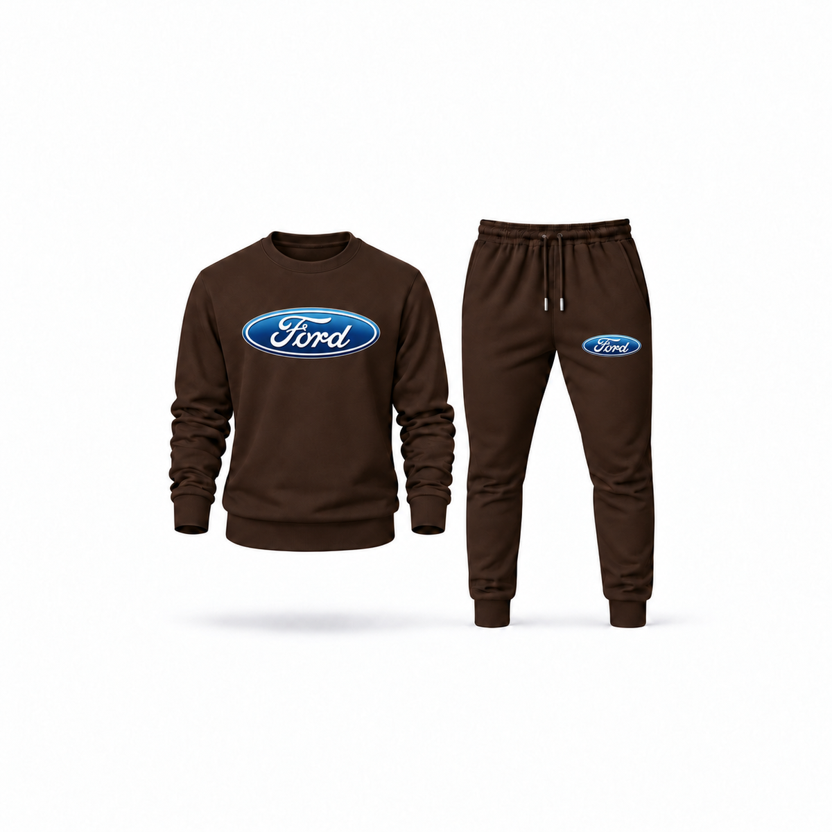 Men's Ford Sweatshirt Joggers Set | Color: Brown | Main