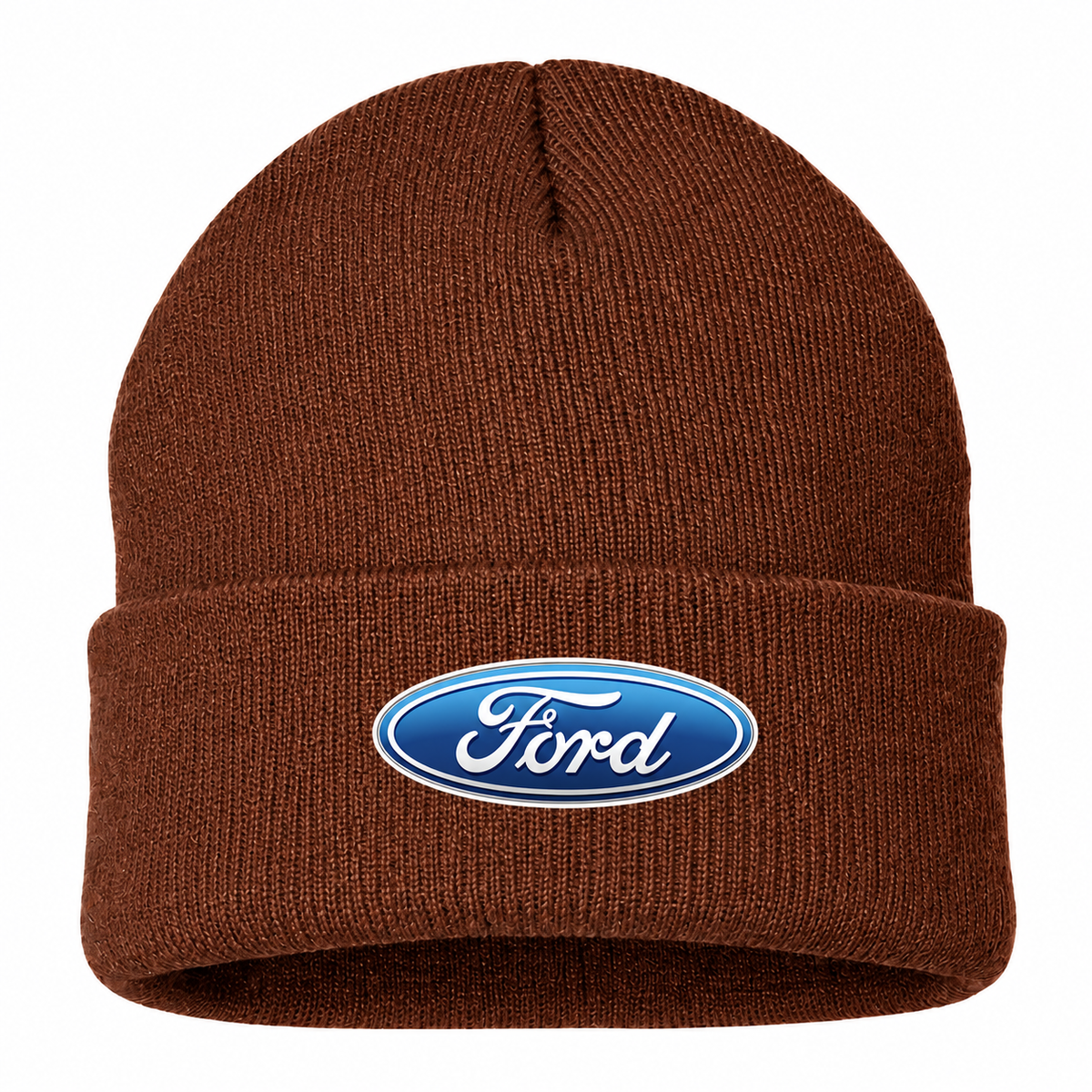 Men's Ford Beanie Hat — Brown — clean front main