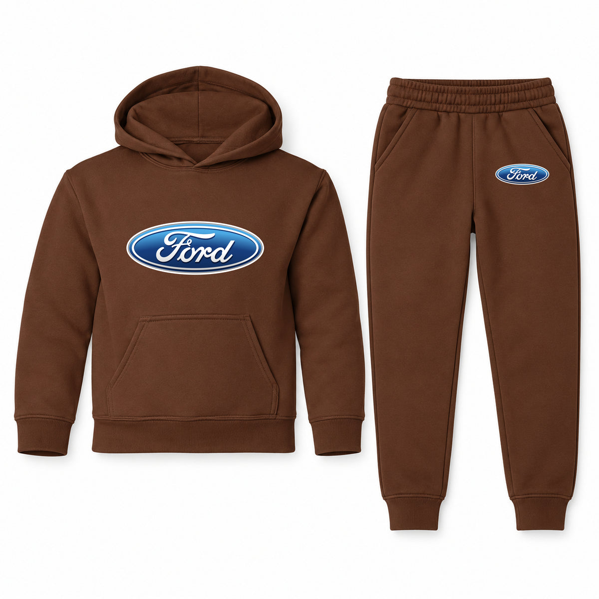 Ford youth hoodie jogger set, Brown, Youth Large ages 10–12