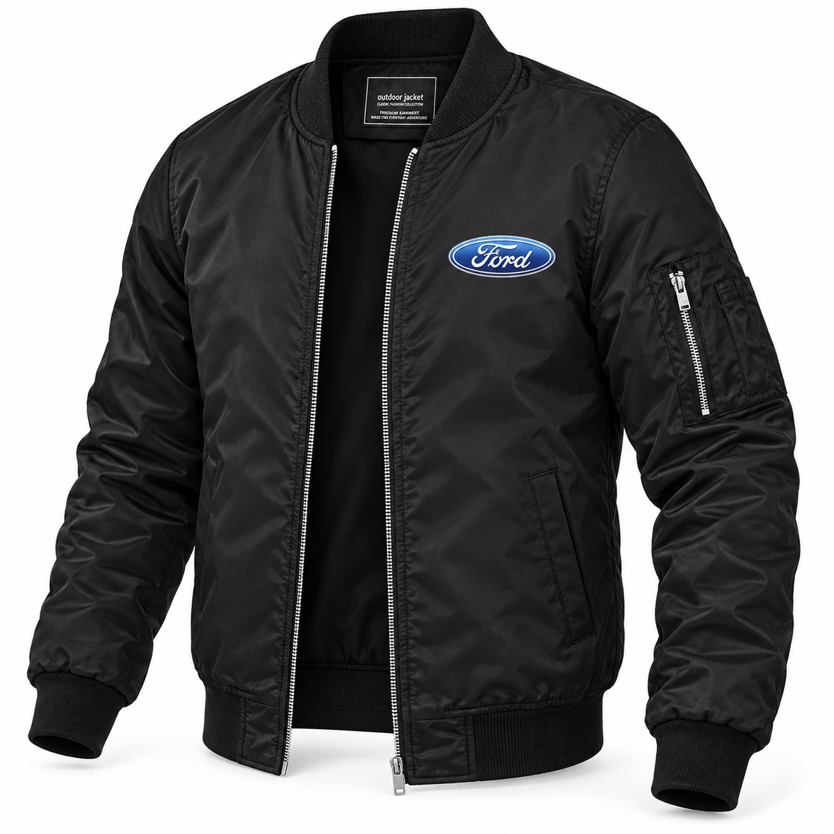 Men’s Ford Car Lightweight Bomber Jacket | Color: Black | Image 2 | Studio Product