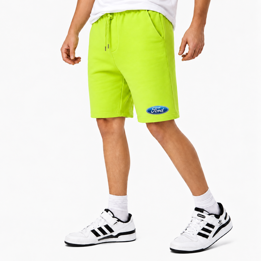 Ford fleece shorts Lime Green front logo near left hem