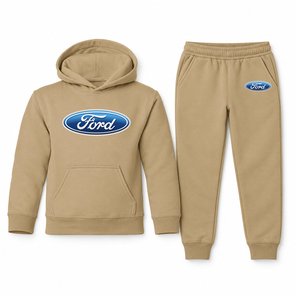 Ford youth hoodie jogger set, Khaki, Youth Large ages 10–12