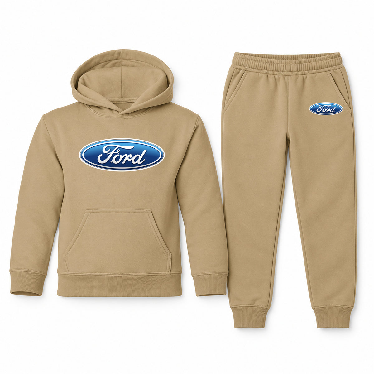 Ford youth hoodie jogger set, Khaki, Youth Large ages 10–12