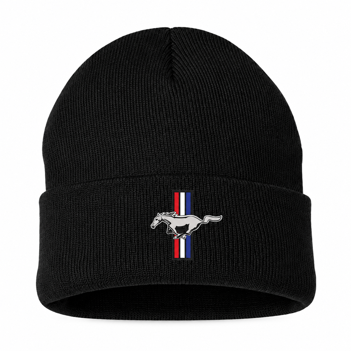 Ford Mustang New Beanie Hat — Black — front main