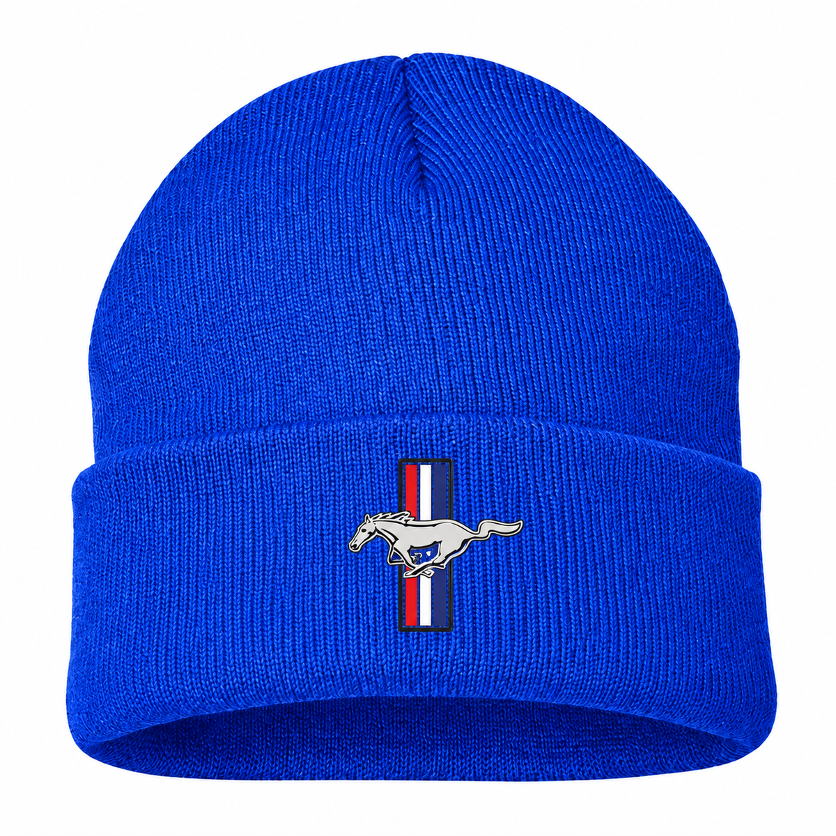 Ford Mustang New Beanie Hat — Blue — front main