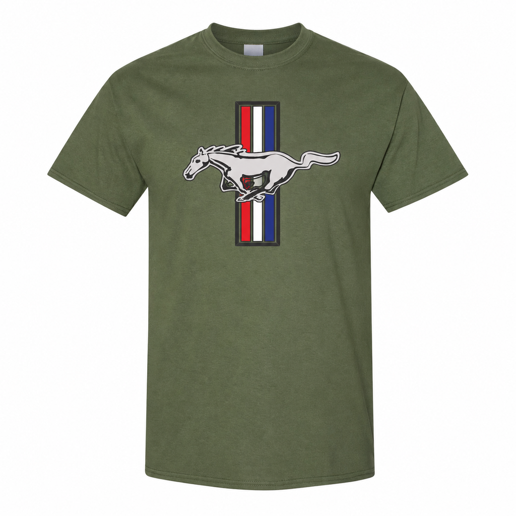 Ford Mustang New Army Green cotton t-shirt main front view