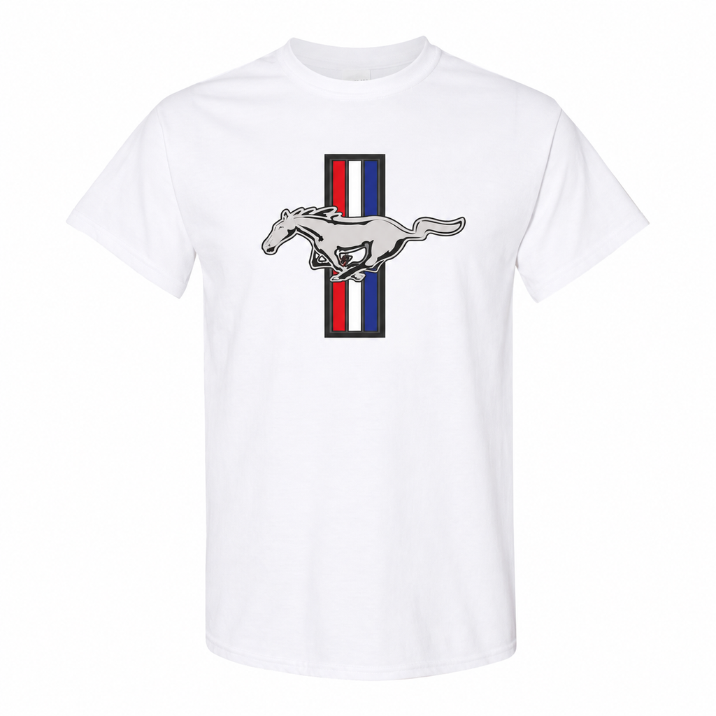 Ford Mustang New White cotton t-shirt main front view