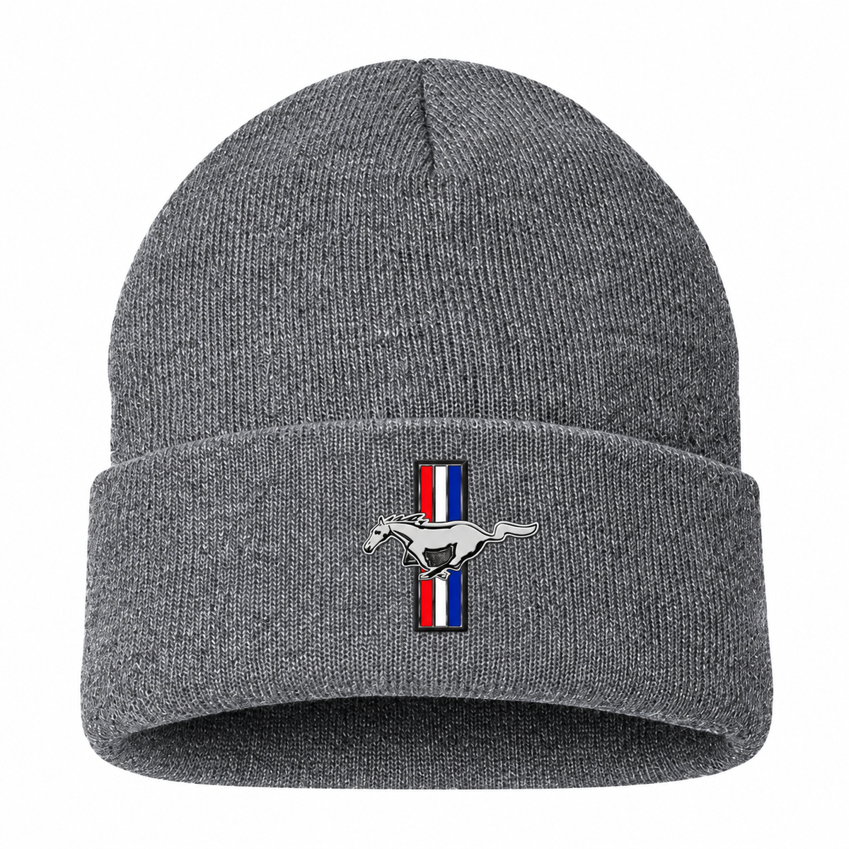 Ford Mustang New Beanie Hat — Grey — front main