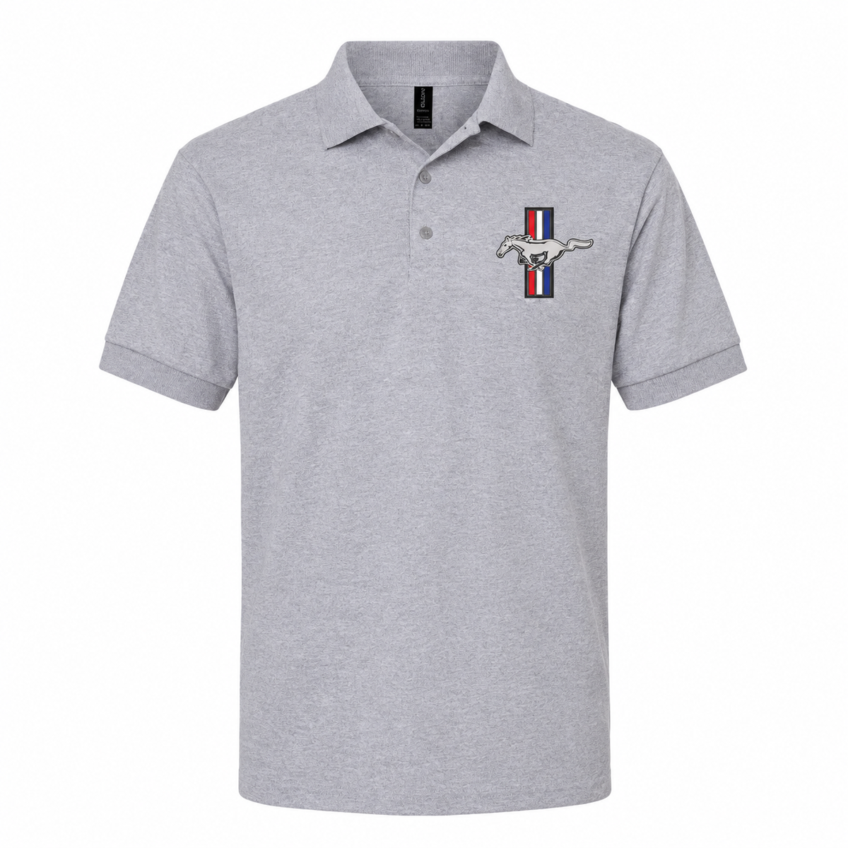 Men's Ford Mustang New Dry Blend Polo — Grey — clean front main