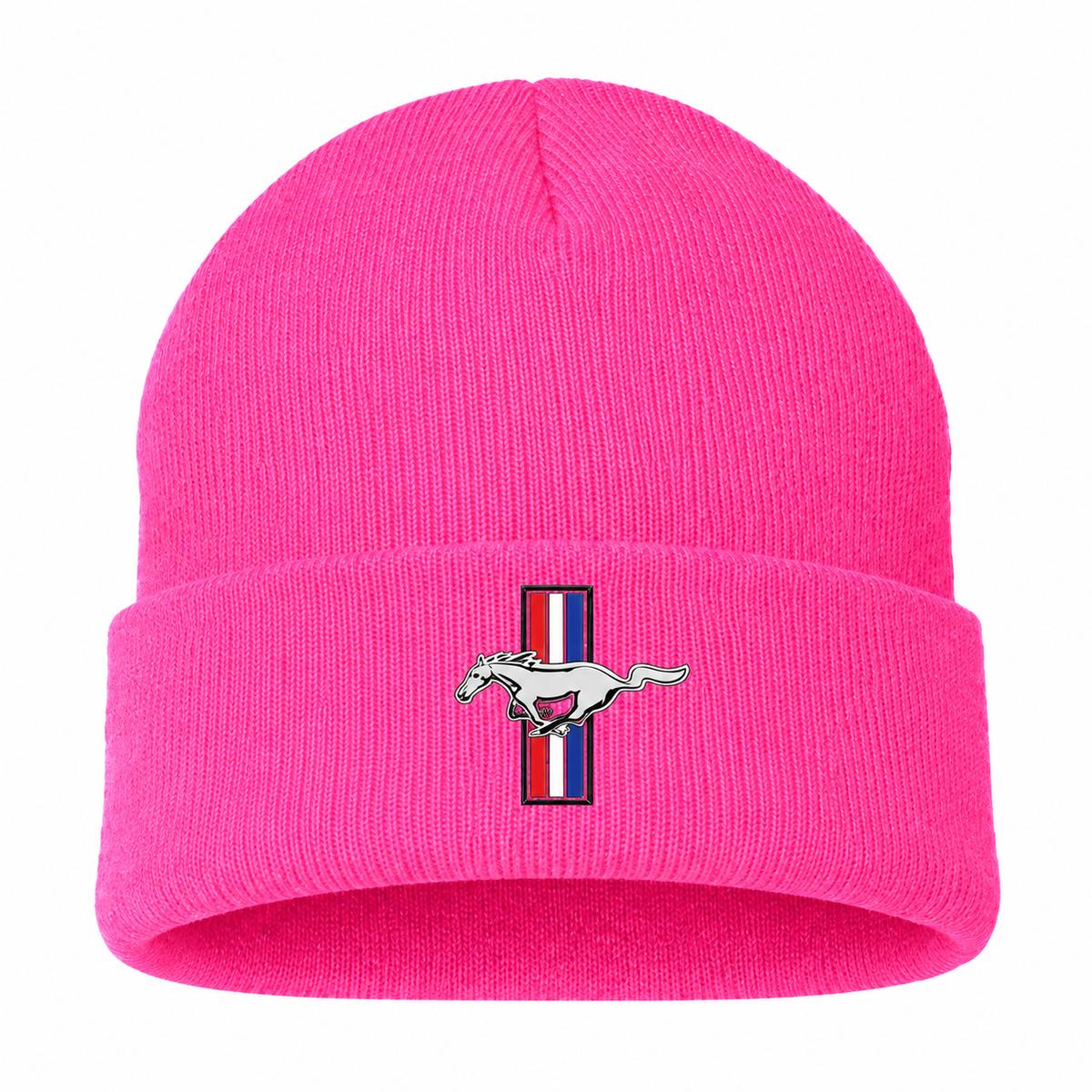 Ford Mustang New Beanie Hat — Pink — front main