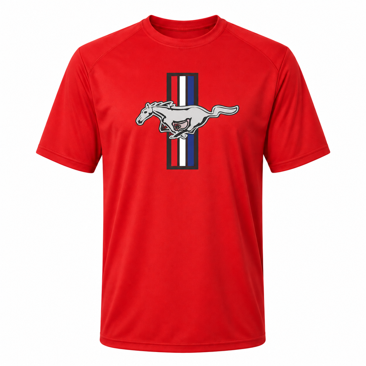 Ford Mustang New Red polyester t-shirt main front view