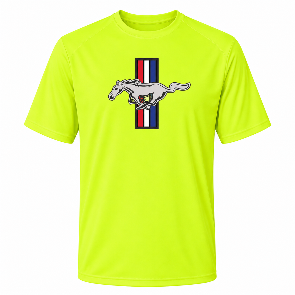 Ford Mustang New Safety Green polyester t-shirt main front view
